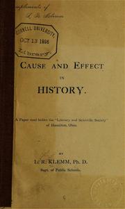 Cover of: Cause and effect in history by L. R. Klemm