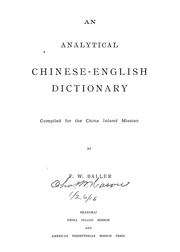 An analytical Chinese-English dictionary by F. W. Baller