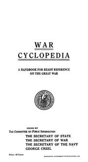 Cover of: War cyclopedia: a handbook for ready reference on the great war.