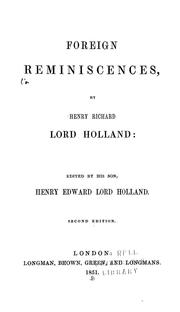 Cover of: Foreign reminiscences