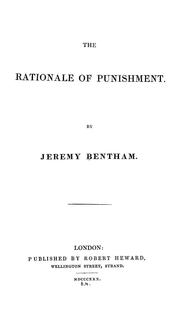 Cover of: The rationale of punishment by Jeremy Bentham
