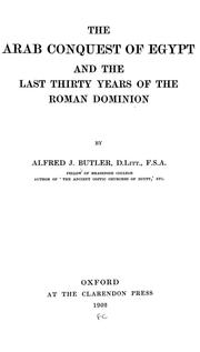 Cover of: The Arab conquest of Egypt and the last thirty years of the Roman dominion