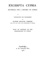 Cover of: Excerpta cypria: materials for a history of Cyprus