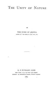 Cover of: The unity of nature by George Campbell