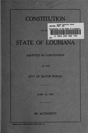 Cover of: Constitution of the State of Louisiana by Louisiana.