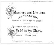 Cover of: Manners and cvstoms of ye Englyshe drawn from ye qvick