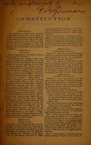 Cover of: Constitution [adopted in convention July 27th, 1878.