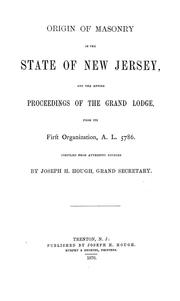 Cover of: Origin of masonry in the state of New Jersey by Joseph Howell Hough