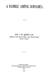 Cover of: A ramble among surnames. by J. W. Daniel