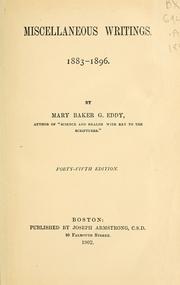 Miscellaneous writings, 1883-1896 by Mary Baker Eddy