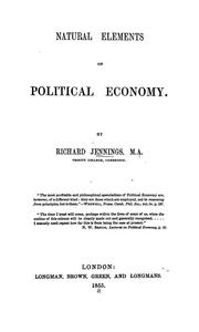 Cover of: Natural elements of political economy.