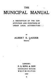 Cover of: municipal manual | Albert E. Lauder