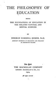 Cover of: The philosophy of education | Herman Harrell Horne