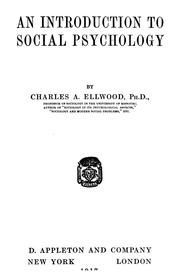 Cover of: An introduction to social psychology by Charles A. Ellwood