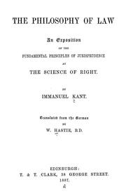 Cover of: The philosophy of law by Immanuel Kant
