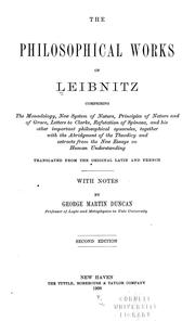 Cover of: The philosophical works of Leibnitz ... by Gottfried Wilhelm Leibniz