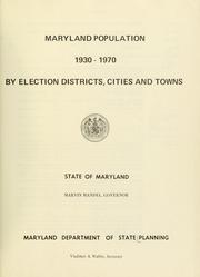 Cover of: Maryland population, 1930-1970