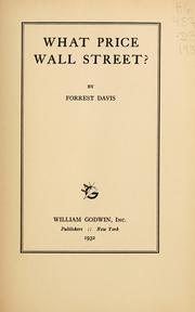 Cover of: What price Wall Street?