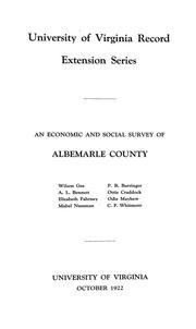 Cover of: An economic and social survey of Albemarle county