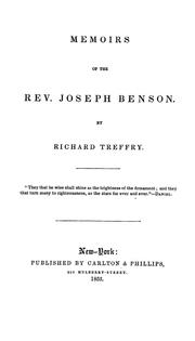 Cover of: Memoirs of the Rev. Joseph Benson. by Treffry, Richard