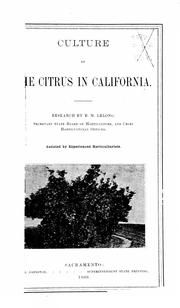 Cover of: Culture of the citrus in California.
