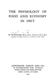 Cover of: The physiology of food and economy in diet.