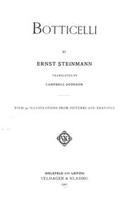 Cover of: Botticelli by Steinmann, Ernst