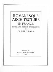 Cover of: Romanesque architecture in France | Julius Baum