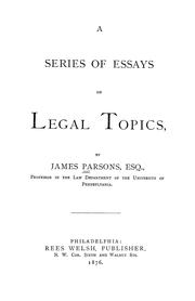 Cover of: A series of essays on legal topics