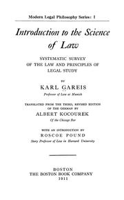 Cover of: Introduction to the science of law: systematic survey of the law and principles of legal study