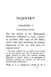 Cover of: The art of Nijinsky by Whitworth, Geoffrey Arundel
