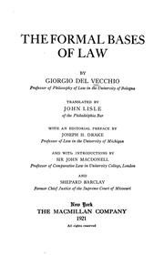 Cover of: formal bases of law