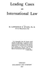 Cover of: Leading cases on international law