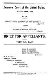 Cover of: Standard Oil Company of New Jersey et al., appellants, against United States of America, appellee.: Brief for appellants.