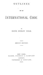 Cover of: Outlines of an international code
