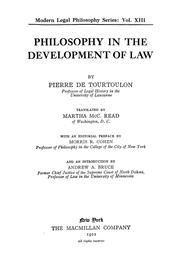 Cover of: Philosophy in the development of law.
