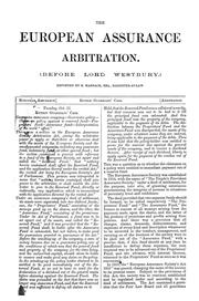 The European Assurance arbitration by Westbury, Richard Bethell Baron