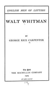 Cover of: Walt Whitman