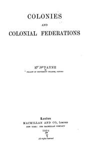 Cover of: Colonies and colonial federations