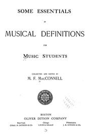Cover of: Some essentials in musical definitions for music students