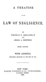 Cover of: A treatise on the law of negligence.