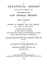 Cover of: An Analytical Digest of the Cases Published in the New Series of the Law Journal Reports and ...