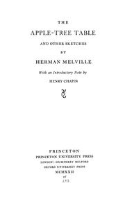 Cover of: The apple-tree table and other sketches | Herman Melville