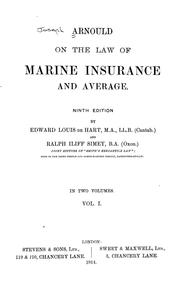Cover of: Arnould on the law of marine insurance and average. | Sir Joseph Arnould