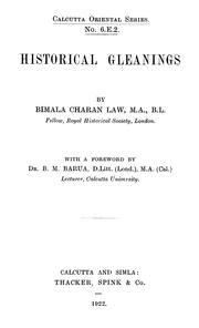 Cover of: Historical gleanings by Law, Bimala Churn
