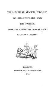 Cover of: The midsummer night, or, Shakespeare and the fairies