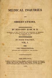 Cover of: Medical inquiries and observations. by Benjamin Rush