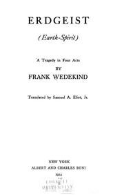 Cover of: Erdgeist (Earth-spirit) by Frank Wedekind