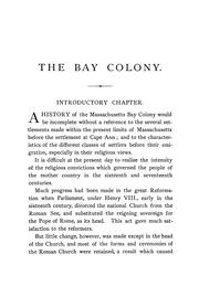 Cover of: The Bay colony by William Dummer Northend