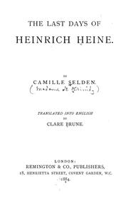 Cover of: The last days of Heinrich Heine.